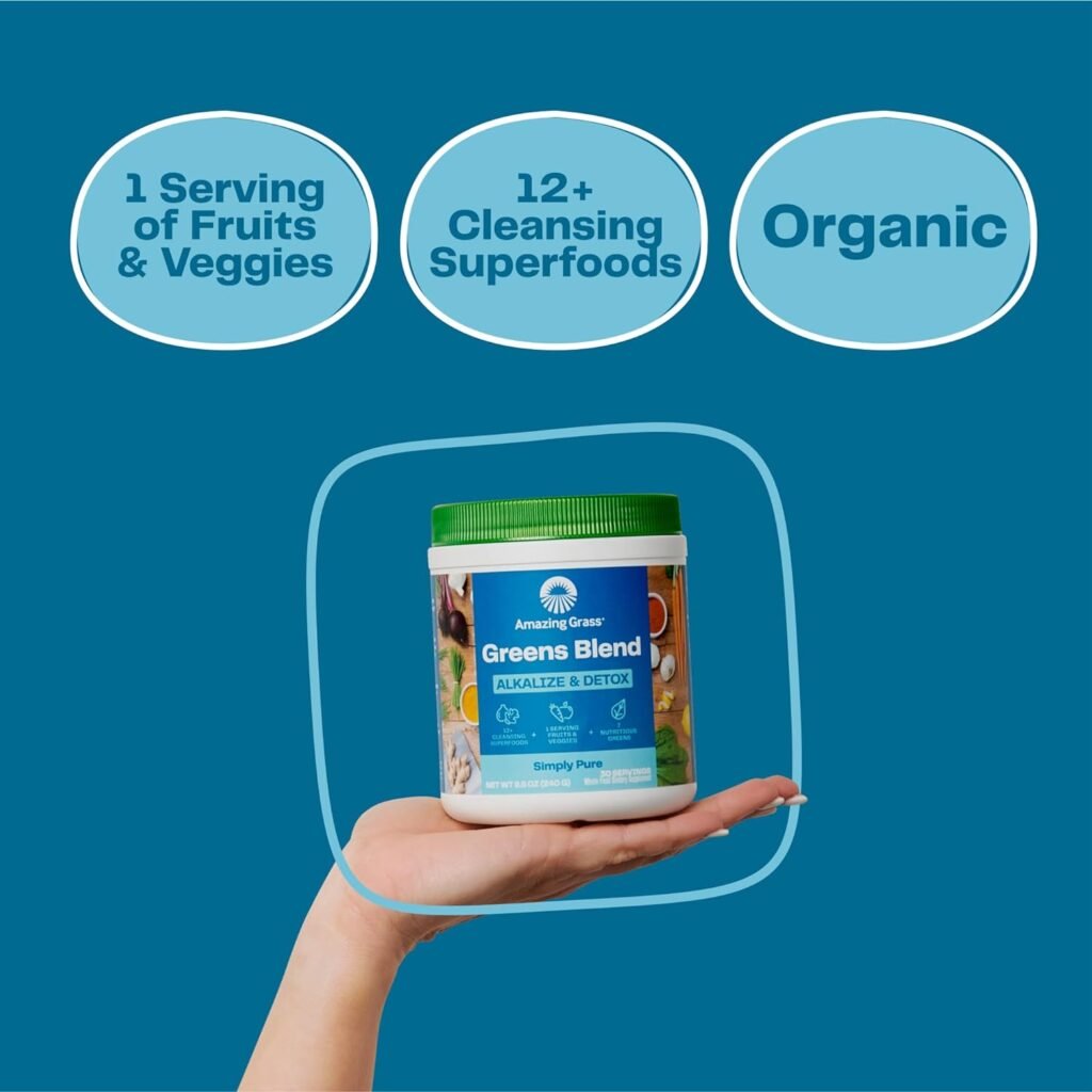 Amazing Grass Greens Superfood Powder: Greens Powder with Digestive Enzymes  Probiotics, Organic Spirulina, Chlorella, and Beet Root Powder, Original, 30 Servings
