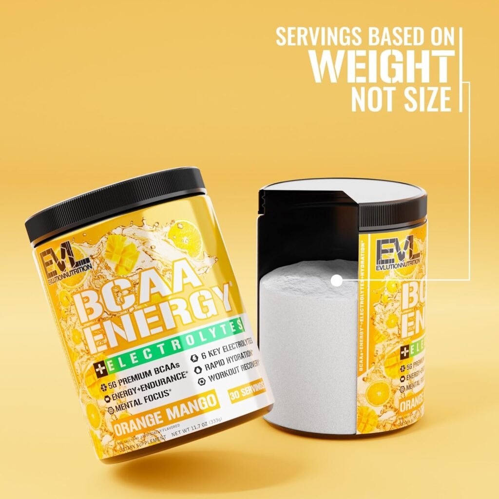 EVL BCAAs Amino Acids Powder - BCAA Energy Pre Workout for Muscle Recovery Lean Growth and Endurance - Rehydrating Post Workout Recovery Drink with Natural Caffeine - Cherry Limeade
