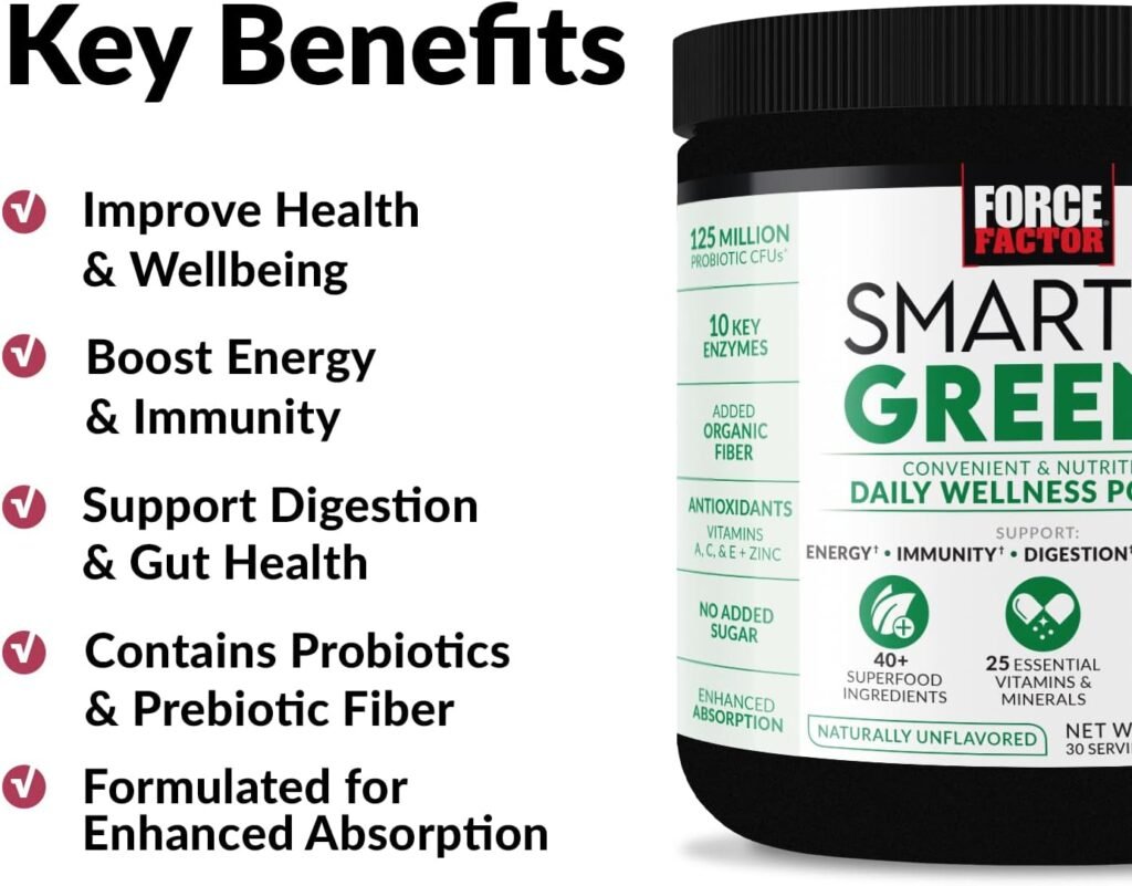 Force Factor Total Beets Drink Mix Superfood Powder with Nitrates to Support Circulation,Blood Flow  Smarter Greens Daily Wellness Powder to Support Energy, Immunity  Digestion