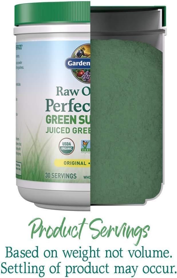 Garden of Life Raw Organic Perfect Food Green Superfood Juiced Greens Powder - Original Stevia-Free, 30 Servings, Non-GMO, Gluten Free Whole Food Dietary Supplement, Alkalize, Detoxify, Energize