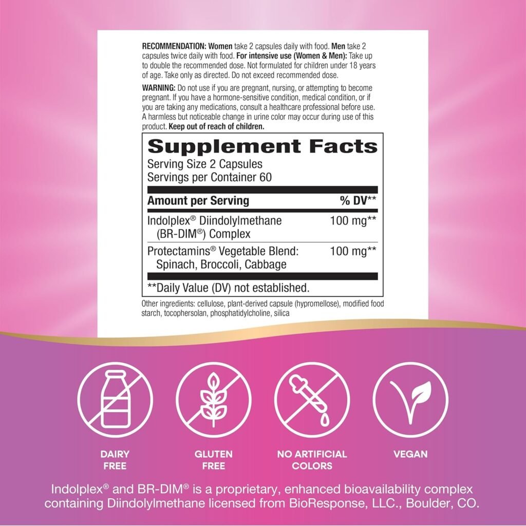 Natures Way DIM-Plus, DIM Supplement, Supports Balanced Estrogen Metabolism*, Diindolylmethane, 120 Vegan Capsules (Packaging May Vary)