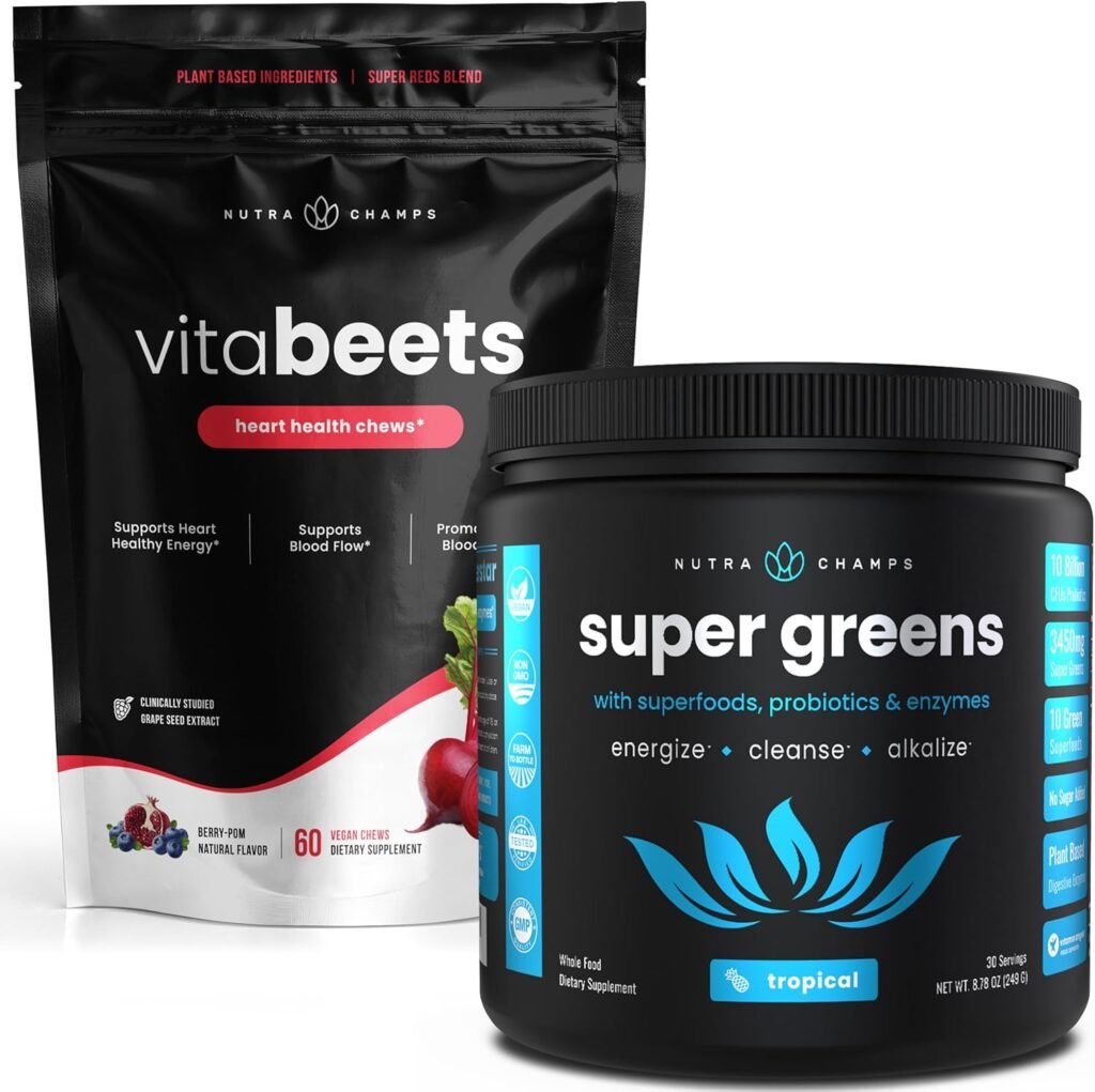 NutraChamps Beet Root Chewables  Greens Superfood Powder Bundle