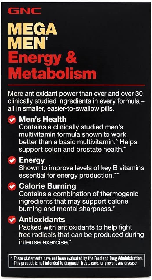 GNC Mega Men Energy  Metabolism Multivitamin - 90 Caplets (45 Servings)