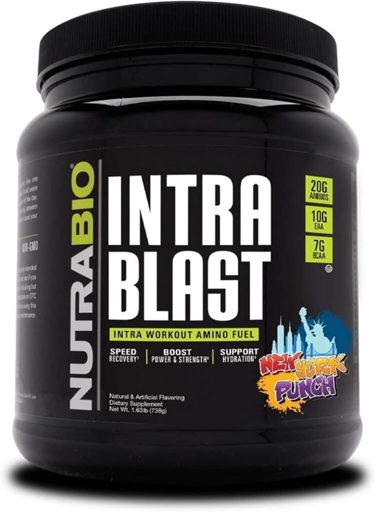 NutraBio Intra Blast BCAA EAA Electrolyte and Hydration Powder - Amino Acid Supplement, EAA/BCAA Powder - Non-GMO and Gluten Free - Strawberry Lemon Bomb - 30 Servings