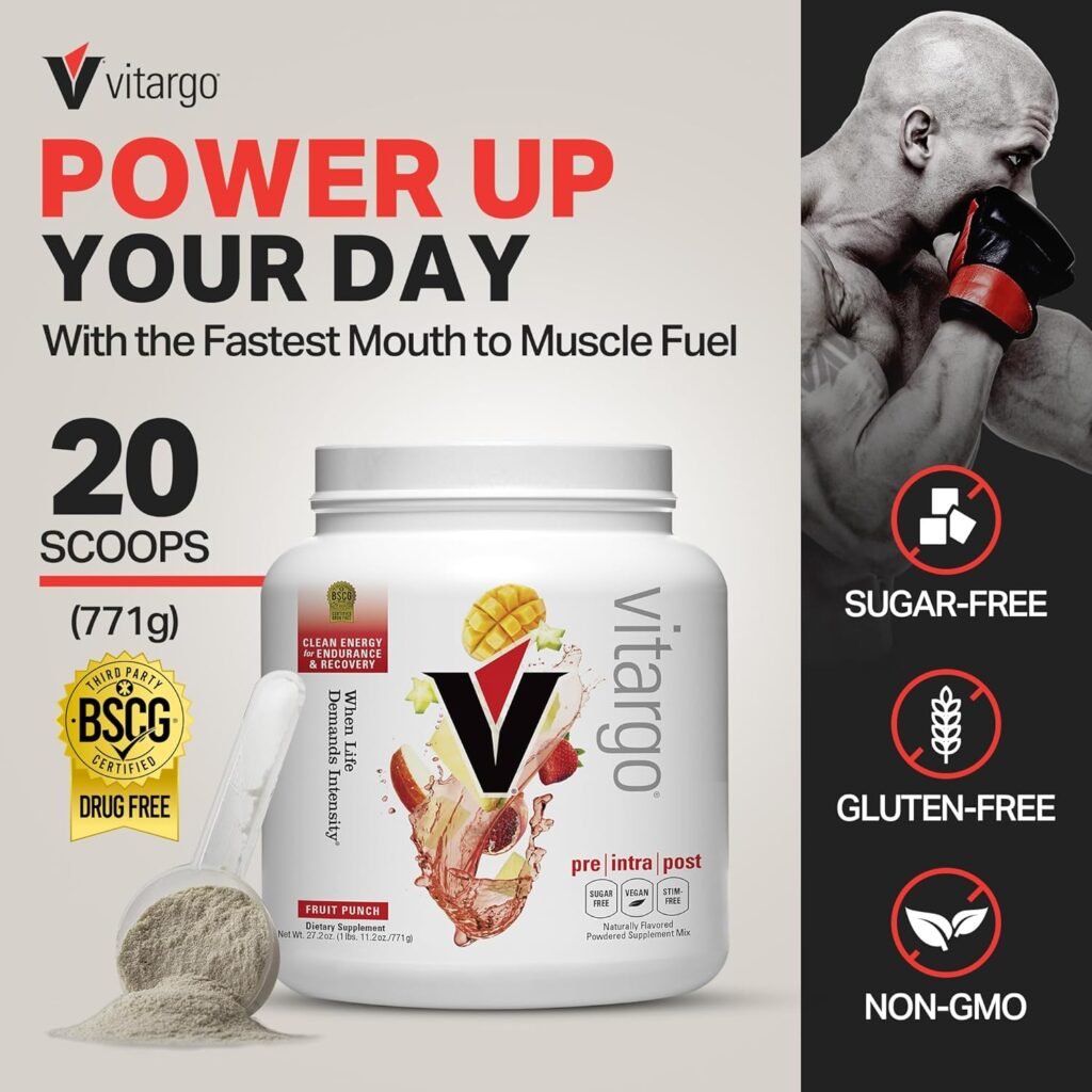 Vitargo Carbohydrate Powder, 2X Faster Muscle Glycogen Replenishment, 1.7 LB Fruit Punch, Pre, Intra  Post, Sugar-Free Complex Carb Powder for Recovery, Endurance  Muscle Gain, Made in USA